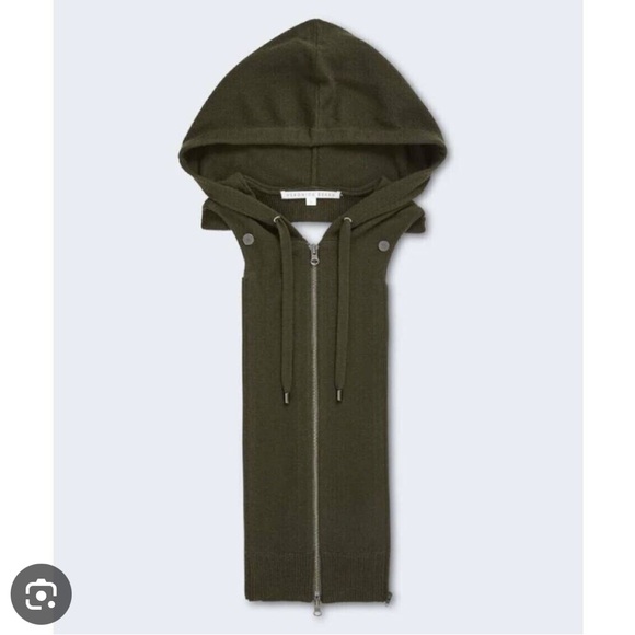 Veronica Beard Accessories - NEW Veronica Beard Cashmere Hoodie Dickey Merino Wool Loden Green Size 00-14
